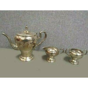 3 Piece Silver Plated Tea Pot Set Art S Co. Vtg